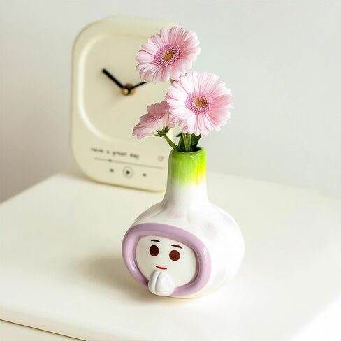 Green Ceramic Vase, Cute Flower Vases, Cactus Small Vase for Flowers, Decorative Unique Vases for Centerpieces Home Living Room Dining Table Office Decor in Saudi Arabia