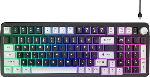 96% Wired Gaming Keyboard,Creamy Membrane Quiet Silent Keyboard with Number Pad & Volume Knob,Light Up Computer USB Teclado for PC Desktop Games Office in Saudi Arabia
