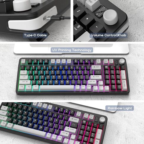 96% Wired Gaming Keyboard,Creamy Membrane Quiet Silent Keyboard with Number Pad & Volume Knob,Light Up Computer USB Teclado for PC Desktop Games Office in Saudi Arabia