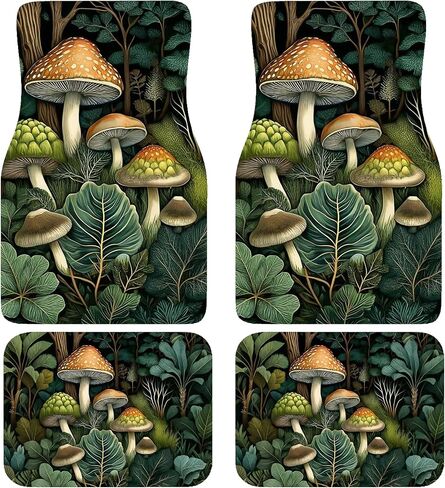 Artistic Fabric Car Floor Mats-Non-Slip Rubber Backing,Golden Flower Floral,Front & Rear Set-Water Absorbing, Durable Automotive Floor Mat Rug Liners with Stylish Patterns in Saudi Arabia