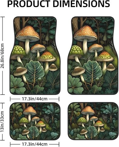 Artistic Fabric Car Floor Mats-Non-Slip Rubber Backing,Golden Flower Floral,Front & Rear Set-Water Absorbing, Durable Automotive Floor Mat Rug Liners with Stylish Patterns in Saudi Arabia