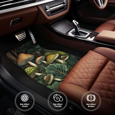 Artistic Fabric Car Floor Mats-Non-Slip Rubber Backing,Golden Flower Floral,Front & Rear Set-Water Absorbing, Durable Automotive Floor Mat Rug Liners with Stylish Patterns in Saudi Arabia