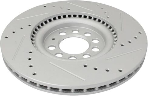 Front and Rear Performance Brake Rotors Set Premium G-Coated Cross Drilled & Slotted Compatible with 2000-2006 Audi TT 2000-2003 Volkswagen Golf 2004-2005 Jetta in Saudi Arabia