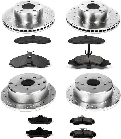 Power Stop K2889 Front and Rear Z23 Carbon Fiber Brake Pads with Drilled & Slotted Brake Rotors Kit For Pontiac GTO 2004 [Model Specific] in Saudi Arabia
