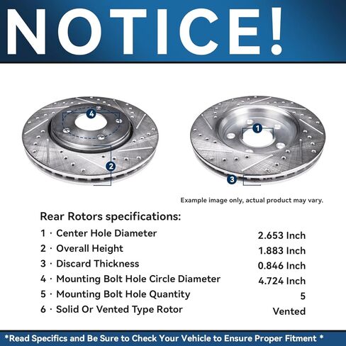 محور ديترويت - 12.40 بوصة مجموعة الفرامل الخلفية لشيفروليه إمبالا ماليبو محدودة بويك جاذبية لاكروس ريجال كاديلاك XTs ، حفر دوارات الفرامل المتنافسة على قرص محفور. in Kuwait