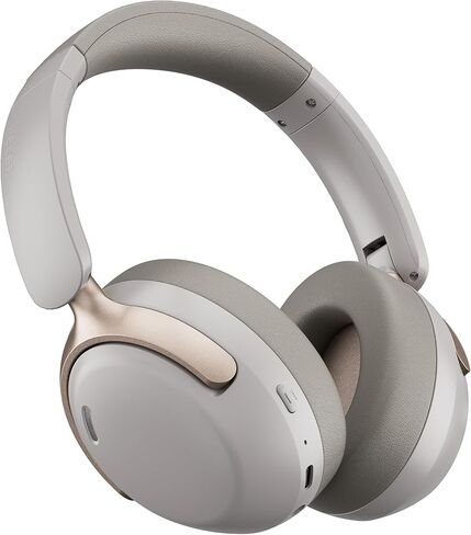 LORELEI QC30 Hybrid Active Noise Cancenlling Headphones,Wireless Over Ear Bluetooth Headsets with Microphone, 60H Playtime Foldable Lightweight, Deep Bass, Memory Earmuffs (Dunes Grey) in Saudi Arabia