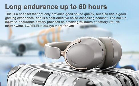 LORELEI QC30 Hybrid Active Noise Cancenlling Headphones,Wireless Over Ear Bluetooth Headsets with Microphone, 60H Playtime Foldable Lightweight, Deep Bass, Memory Earmuffs (Dunes Grey) in Saudi Arabia