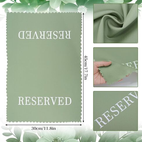 Breling 12 Pcs Wedding Reserved Chair Signs Reserved Seating Signs with Printed Words 17 x 11.81 Inches Wedding Party Supplies for Guests Church Bridal Shower Decoration(Sage Green) in Saudi Arabia