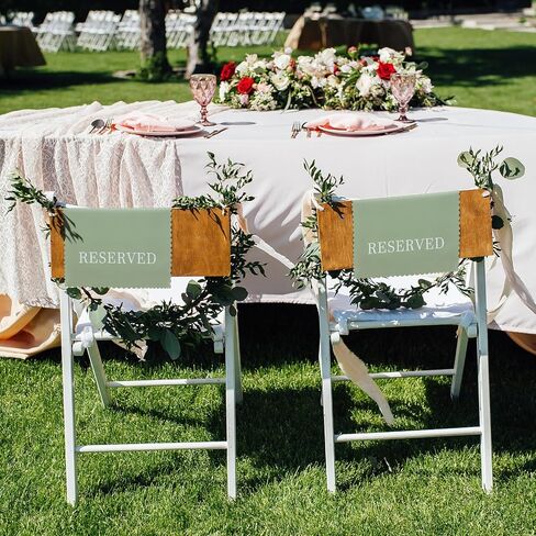 Breling 12 Pcs Wedding Reserved Chair Signs Reserved Seating Signs with Printed Words 17 x 11.81 Inches Wedding Party Supplies for Guests Church Bridal Shower Decoration(Sage Green) in Saudi Arabia