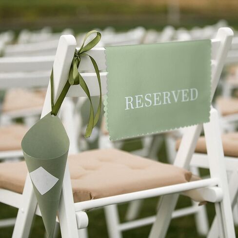 Breling 12 Pcs Wedding Reserved Chair Signs Reserved Seating Signs with Printed Words 17 x 11.81 Inches Wedding Party Supplies for Guests Church Bridal Shower Decoration(Sage Green) in Saudi Arabia