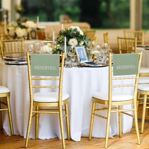 Breling 12 Pcs Wedding Reserved Chair Signs Reserved Seating Signs with Printed Words 17 x 11.81 Inches Wedding Party Supplies for Guests Church Bridal Shower Decoration(Sage Green) in Saudi Arabia