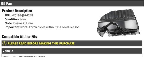 Engine Oil Pan - Compatible with 2009-2017 Volkswagen Tiguan without Oil Level Sensor in Saudi Arabia