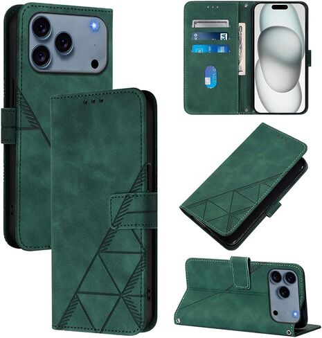 for Samsung Galaxy A57 Leather Case, Geometric Patterns Wallet Case with 3 Card Slots, Magnetic Closure Kickstand Flip Phone Case Shockproof Cover, Blue in Saudi Arabia