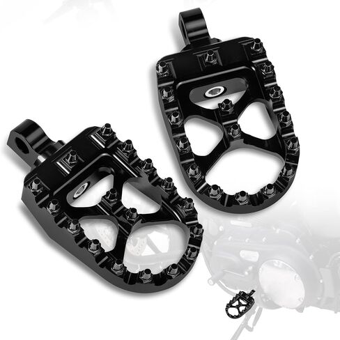 Motorcycle Footpegs 360° Roating Wide Foot Pegs CNC MX Chopper Bobber Style Fits for Harley Dyna Sportster FLFB FLSTF Iron 883 Softail Street Glide, Black in Saudi Arabia
