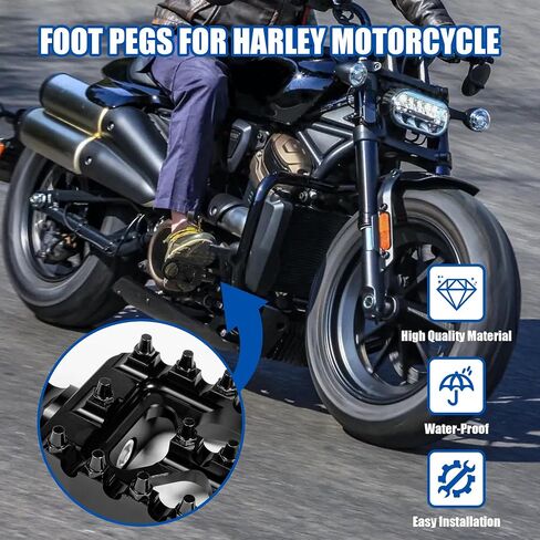 Motorcycle Footpegs 360° Roating Wide Foot Pegs CNC MX Chopper Bobber Style Fits for Harley Dyna Sportster FLFB FLSTF Iron 883 Softail Street Glide, Black in Saudi Arabia