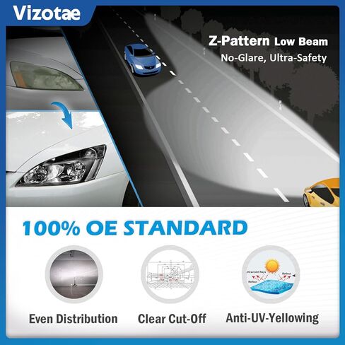 Headlights Assembly for 2003-2007 Honda Accord Halogen Headlamp Replacement, High/Low Beam W/Bulbs, Driver & Passenger Side in Kuwait