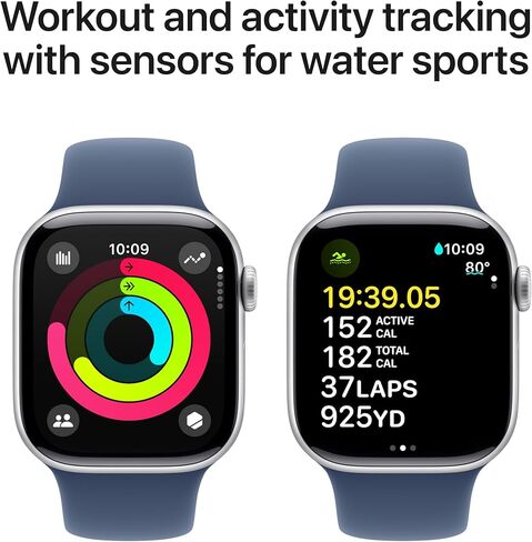 Apple Watch Series 10 [GPS, 42mm] - Jet Black Aluminum Case with Stone Gray Sport Band, S/M (Renewed) in Saudi Arabia