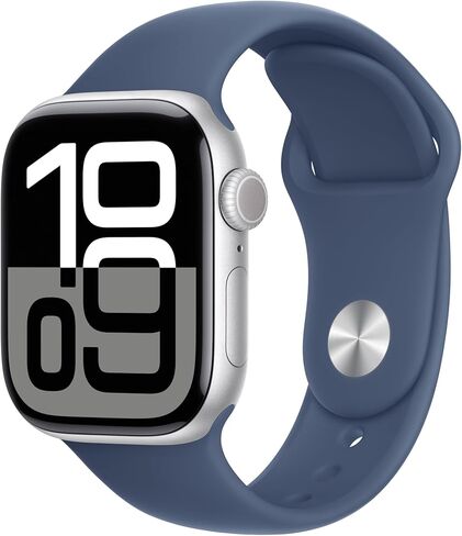 Apple Watch Series 10 [GPS, 42mm] - Jet Black Aluminum Case with Stone Gray Sport Band, S/M (Renewed) in Saudi Arabia