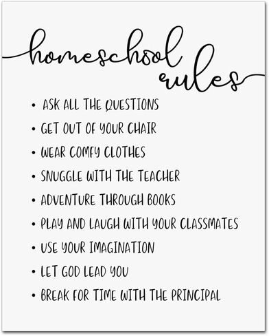 Homeschool Rules Wall Decor Homeschool Room Decor Print Child Wall Art Kids Decoration Homeschool Print Wall Hanging, 8x10 inch - UNFRAMED in Saudi Arabia