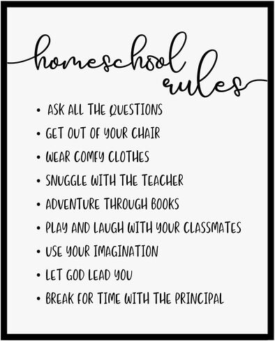 Homeschool Rules Wall Decor Homeschool Room Decor Print Child Wall Art Kids Decoration Homeschool Print Wall Hanging, 8x10 inch - UNFRAMED in Saudi Arabia