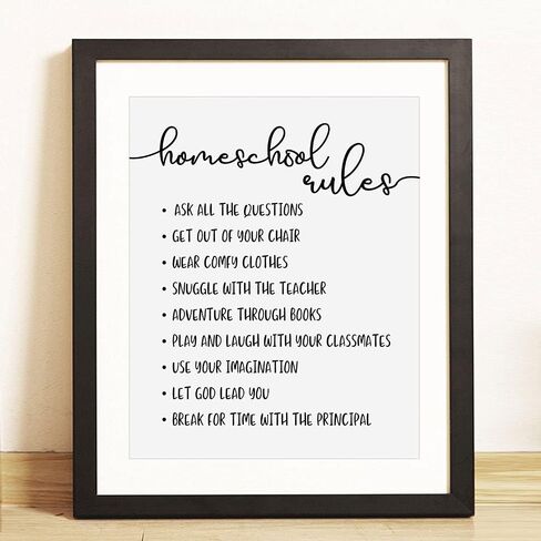 Homeschool Rules Wall Decor Homeschool Room Decor Print Child Wall Art Kids Decoration Homeschool Print Wall Hanging, 8x10 inch - UNFRAMED in Saudi Arabia