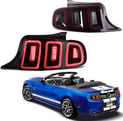 LED LED Tail Lights متوافقة مع Ford Mustang 2010-2014 Sequential Trans Signal Scipens Brake Lamplize Slip & Play Side Driver Side & Right Passenger Side 1 (Red W/Blacktrim) in Kuwait