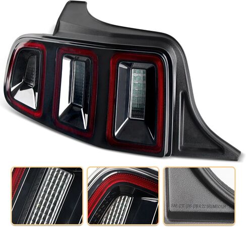 LED LED Tail Lights متوافقة مع Ford Mustang 2010-2014 Sequential Trans Signal Scipens Brake Lamplize Slip & Play Side Driver Side & Right Passenger Side 1 (Red W/Blacktrim) in Kuwait