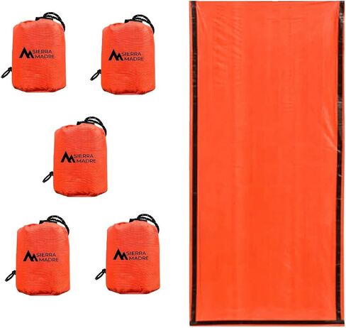 Sierra Madre Emergency Sleeping Bag – Ultralight, Waterproof Mylar Thermal Bivy Sack Tent for Hiking, Bug-Out Bags, Survival Kits – Emergency Survival Space Blanket for Heat Retention 10 Pack in Saudi Arabia