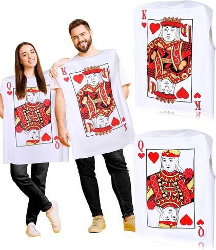 Newcotte 2 Pcs Halloween Poker Card Couples Costume for Adults Queen Deck of Cards Outfits for Men Women Halloween Cosplay Party in Saudi Arabia