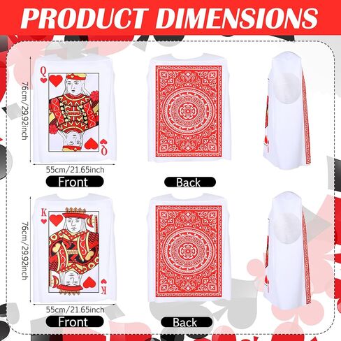 Newcotte 2 Pcs Halloween Poker Card Couples Costume for Adults Queen Deck of Cards Outfits for Men Women Halloween Cosplay Party in Saudi Arabia