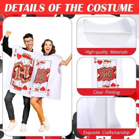Newcotte 2 Pcs Halloween Poker Card Couples Costume for Adults Queen Deck of Cards Outfits for Men Women Halloween Cosplay Party in Saudi Arabia
