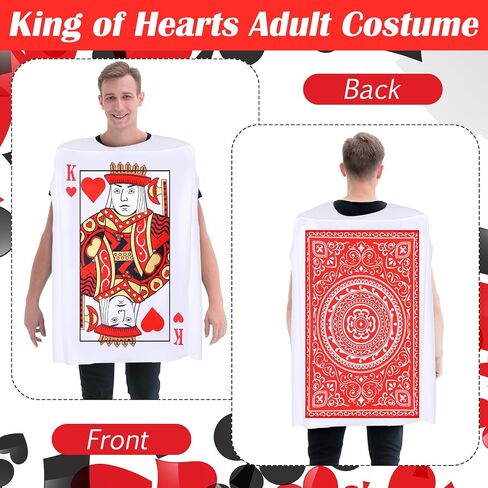 Newcotte 2 Pcs Halloween Poker Card Couples Costume for Adults Queen Deck of Cards Outfits for Men Women Halloween Cosplay Party in Saudi Arabia