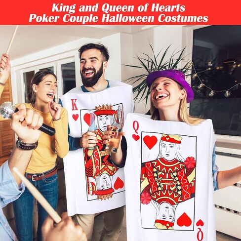 Newcotte 2 Pcs Halloween Poker Card Couples Costume for Adults Queen Deck of Cards Outfits for Men Women Halloween Cosplay Party in Saudi Arabia