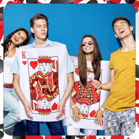 Newcotte 2 Pcs Halloween Poker Card Couples Costume for Adults Queen Deck of Cards Outfits for Men Women Halloween Cosplay Party in Saudi Arabia