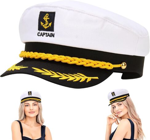 Adjustable Sailor Hat,Funny Adult Yacht Boat Sailor Yacht Captain Costume Hat Cap(White 8.6 x 6 x 2'') in Saudi Arabia