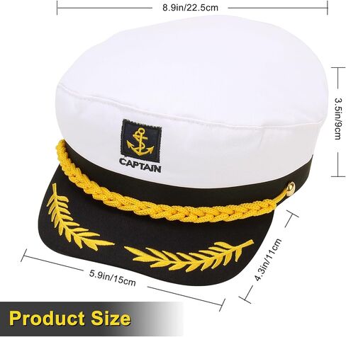 Adjustable Sailor Hat,Funny Adult Yacht Boat Sailor Yacht Captain Costume Hat Cap(White 8.6 x 6 x 2'') in Saudi Arabia