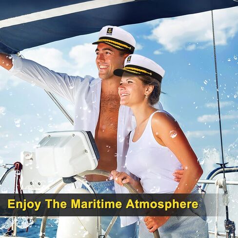Adjustable Sailor Hat,Funny Adult Yacht Boat Sailor Yacht Captain Costume Hat Cap(White 8.6 x 6 x 2'') in Saudi Arabia