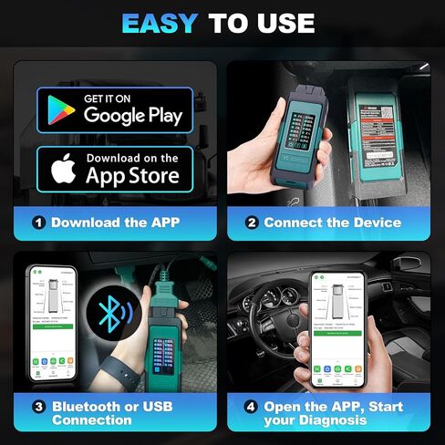 ماسحة الشاحنة من Bluetooth Diesel ، جميع الأدوات المسحّب التشخيصي HDOBD OBD2 المتوافقة مع فولفو بيتربيلت كامينز ديترويت باكار ، محرك DPF (EPS001PRO) in Kuwait