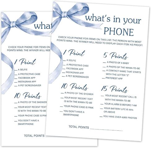 Baby Family Feud Baby Shower Game Set, 30 Blue Bow Baby Shower Game Cards with 1 Answer Card, Game Cards for Baby Announcement Gender Reveal, Baby Shower Party & Activities Supplies -B04 in Kuwait