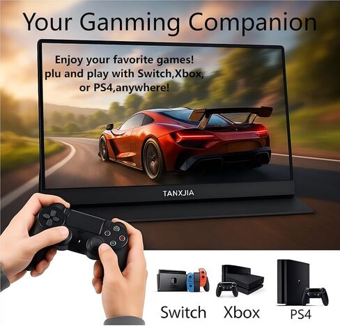 15.6 inch Portable 10-Point Touch Screen Monitor|FHD 1080P|IPS Anti-Glare Display, USB-C/HDMI Plug & Play|Compatible with Laptop, PC, Phone, PS5|Switch, Dual Monitor for Work & Gaming in Kuwait
