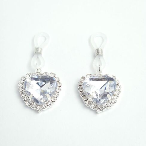 Sparkling CZ Crystal Heart Dangle Non Piercing Fake Nipple Rings for Women Adjustable Nipple Noose Non Pierced Fake Nipple Ring Dainty Fake Nipple Jewelry in Saudi Arabia
