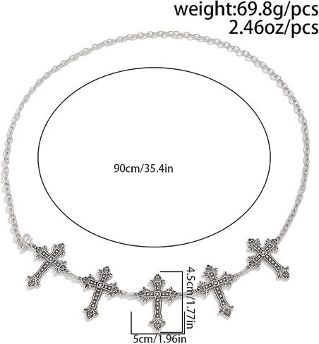 Black Cross Waist Chain Belt for Women Adjustable Silver Body Chain Belt Trendy Tassel Cross Belly Chain Belt Long Metal Link Chain Belt Punk Body Jewelry in Saudi Arabia