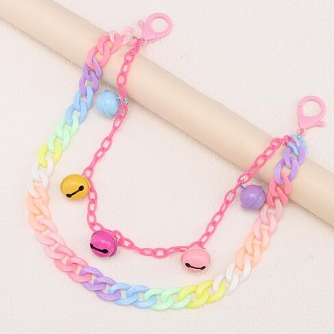 Colorful Jingling Bell Charm Acrylic Pants Trousers Chain for Women Men Lovely Sounds Bells Rainbow Layered Punk Rock Wallet Belt Pocket Waist Jeans Chains Hip Hop Gothic Street Body Accessories in Saudi Arabia