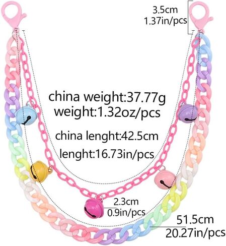 Colorful Jingling Bell Charm Acrylic Pants Trousers Chain for Women Men Lovely Sounds Bells Rainbow Layered Punk Rock Wallet Belt Pocket Waist Jeans Chains Hip Hop Gothic Street Body Accessories in Saudi Arabia