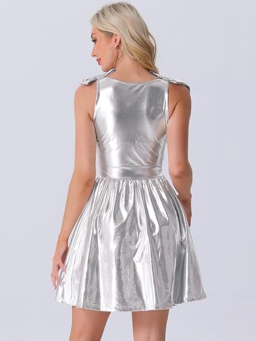 Allegra K Spaghetti Straps Dress for Women's Metallic A-Line Sleeveless Party Club Mini Dresses in Saudi Arabia