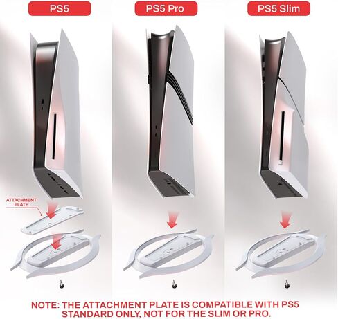 playvital Vertical Stand for ps5/Slim/Pro/Standard Console Disc & Digital, Space-Saving Holder Base Accessories for ps5/Pro/Slim with Anti-Slip Pads, Enhanced Stability - Black in Kuwait