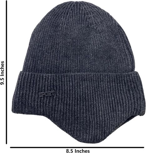 Super Soft Plush-Lined Solid Color Knitted Sport Cuffed Hat with Ear Cover in Saudi Arabia