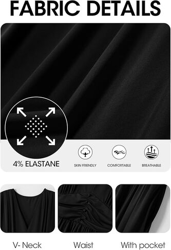 Runwind Plus Size Maxi Dress for Curvy Women 3/4 Long Casual Wedding Guest Dress with Pockets in Kuwait