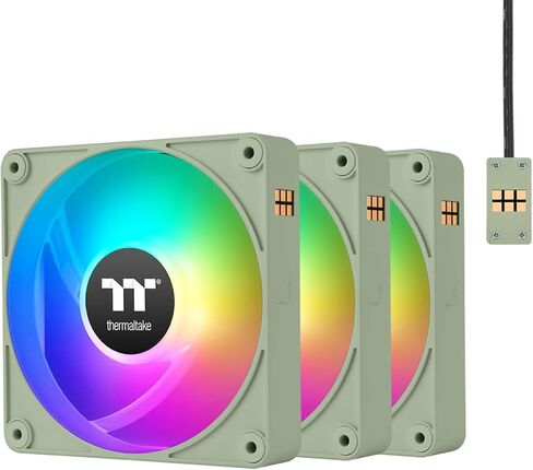 Thermaltake CT140 EX ARGB Sync PC Cooling Fan 3 Pack, PWM 500~1800 RPM, 5V Motherboard Sync, 16.8 Million Colors 9 LEDs, MagForce 2.0 Connectors, Hydraulic Bearing, Racing Green, CL-F222-PL14RG-A in Kuwait