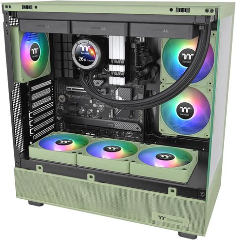 Thermaltake CT140 EX ARGB Sync PC Cooling Fan 3 Pack, PWM 500~1800 RPM, 5V Motherboard Sync, 16.8 Million Colors 9 LEDs, MagForce 2.0 Connectors, Hydraulic Bearing, Racing Green, CL-F222-PL14RG-A in Kuwait